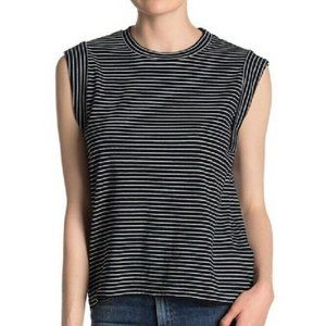 Vince. Classic Stripe Rolled Sleeve Top  Coastal